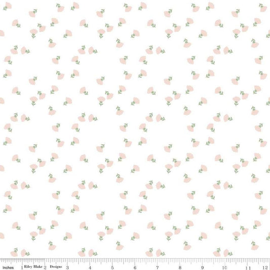 SALE Hibiscus Ditsy C11544 White - Riley Blake Designs - Floral Flowers - Quilting Cotton Fabric