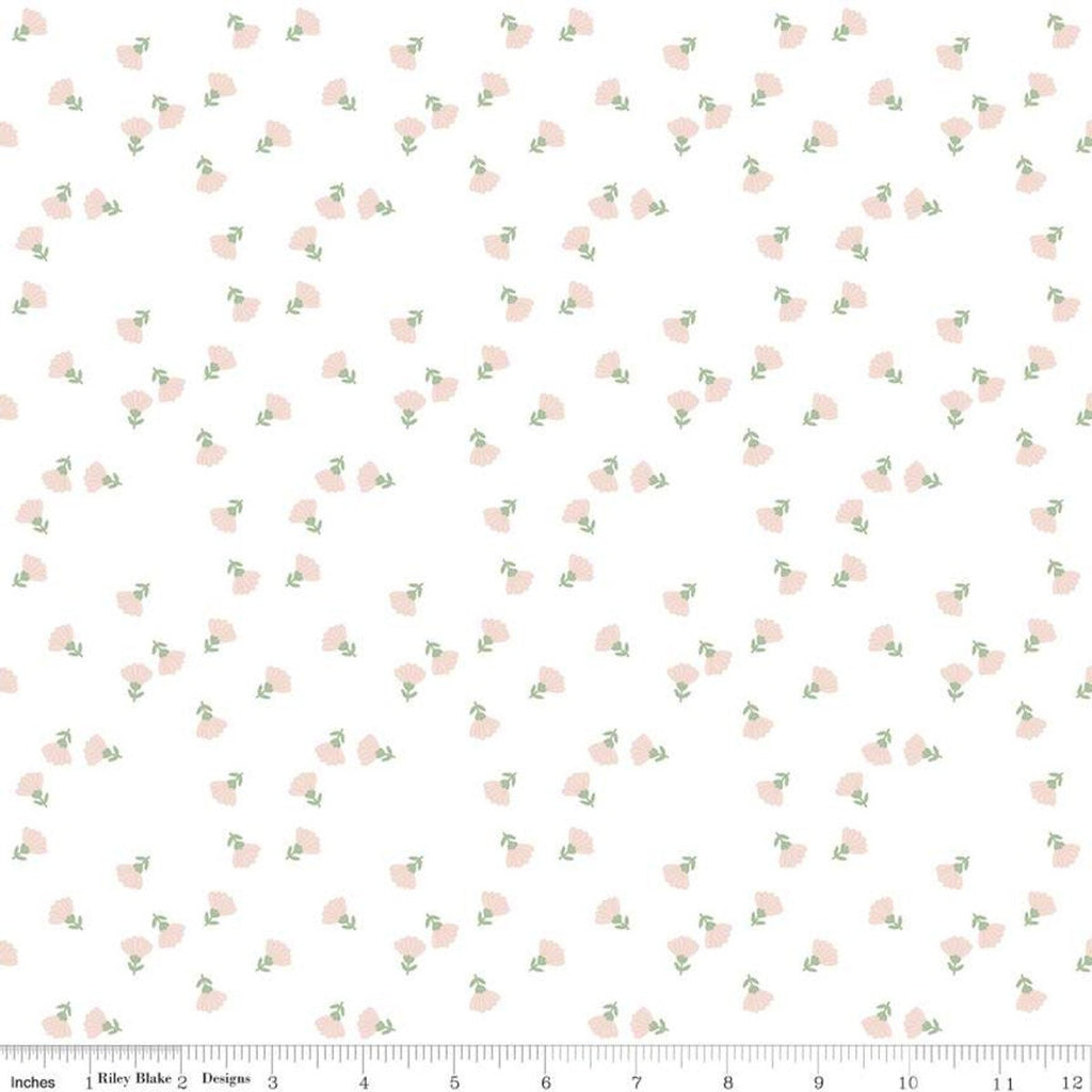 Hibiscus Ditsy C11544 White - Riley Blake Designs - Floral Flowers - Quilting Cotton Fabric