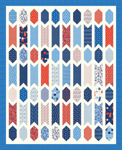 SALE Sandy Gervais Badge of Honor Quilt Pattern P157 - Riley Blake Designs - INSTRUCTIONS Only - Patriotic Red White and Bang
