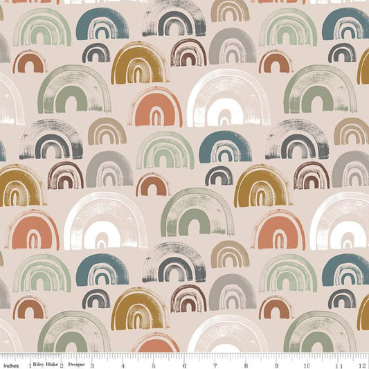 DEAL The Waterhole Rainbows C11842 Natural - Riley Blake Designs - Brushstroke Rainbows - Quilting Cotton Fabric