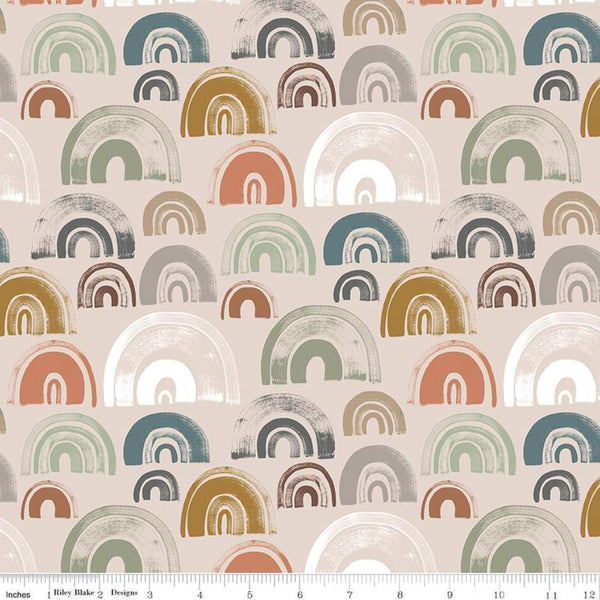 SALE The Waterhole Rainbows C11842 Natural - Riley Blake Designs - Brushstroke Rainbows - Quilting Cotton Fabric