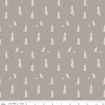 SALE The Waterhole Meerkat C11843 Gray - Riley Blake Designs - Meerkats Africa Savanna Animals - Quilting Cotton Fabric