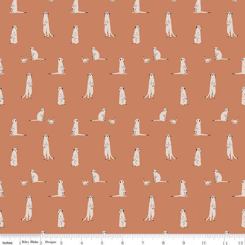 SALE The Waterhole Meerkat C11843 Rust - Riley Blake Designs - Meerkats Africa Savanna Animals - Quilting Cotton Fabric