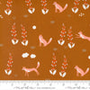 33" End of Bolt - CLEARANCE Meander Foxes 24581 Saddle - Moda Fabrics - Animals Fox Forest Brown - Quilting Cotton Fabric