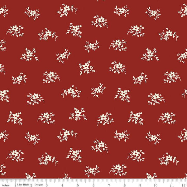 3 Yard Cut -  SALE Perennial WIDE BACK WB655 Barn Red - Riley Blake Designs - 107/108" Wide Floral Flowers - Quilting Cotton Fabric