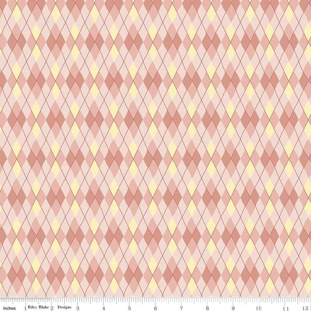 CLEARANCE On the Wind Argyle C11856 Blush - Riley Blake  - Diamonds - Quilting Cotton