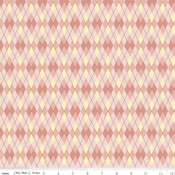 CLEARANCE On the Wind Argyle C11856 Blush - Riley Blake  - Diamonds - Quilting Cotton