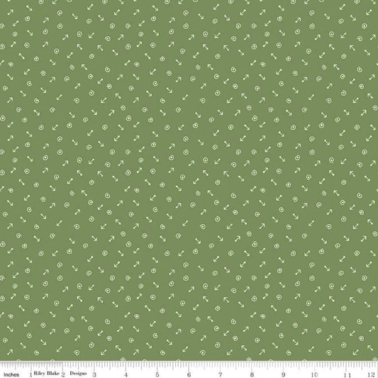 CLEARANCE On the Wind Geometric C11859 Clover - Riley Blake Designs - Arrows Swirls Green - Quilting Cotton Fabric