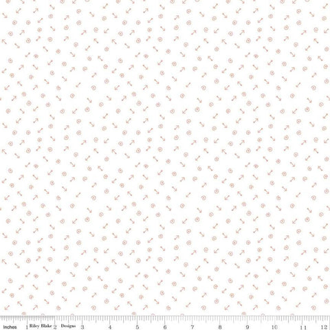 SALE On the Wind Geometric C11859 Coral - Riley Blake Designs - Arrows Swirls on White - Quilting Cotton Fabric