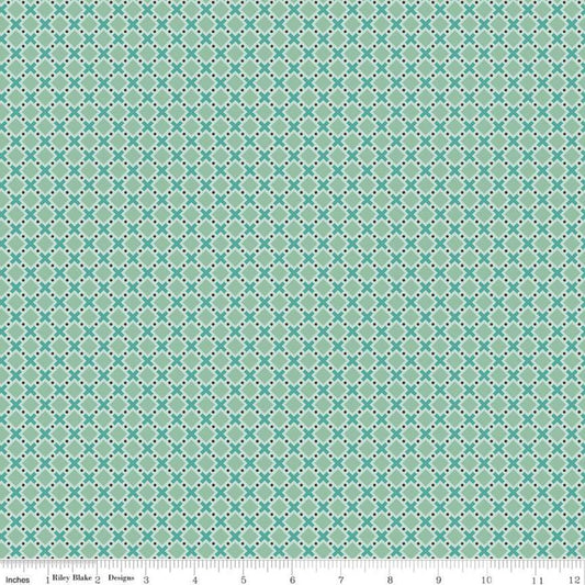 DEAL Bee Plaids Orchard C12023 Sea Glass - Riley Blake Designs - Diagonal Plaid - Lori Holt - Quilting Cotton Fabric