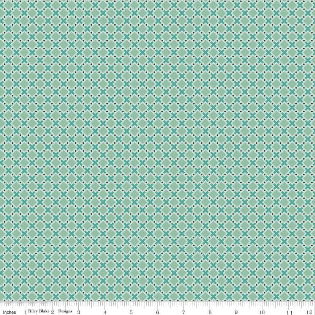 SALE Bee Plaids Orchard C12023 Sea Glass by Riley Blake Designs - Diagonal Plaid - Lori Holt - Quilting Cotton Fabric