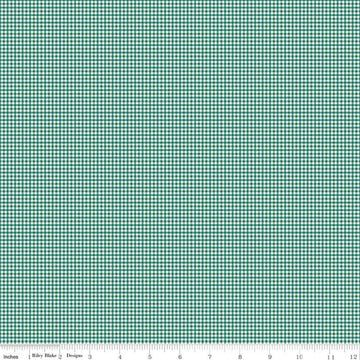 SALE Bee Plaids Harvest C12025 Jade - Riley Blake Designs - Small PRINTED Gingham Check - Lori Holt - Quilting Cotton Fabric