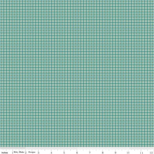 DEAL Bee Plaids Harvest C12025 Jade - Riley Blake Designs - Small PRINTED Gingham Check - Lori Holt - Quilting Cotton Fabric
