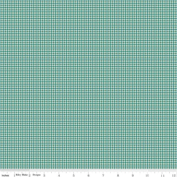 SALE Bee Plaids Harvest C12025 Jade by Riley Blake Designs - Small PRINTED Gingham Check - Lori Holt - Quilting Cotton Fabric