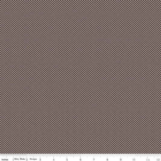 SALE Bee Plaids October C12026 Raisin - Riley Blake Designs - Tiny White Lattice Diagonal - Lori Holt - Quilting Cotton Fabric