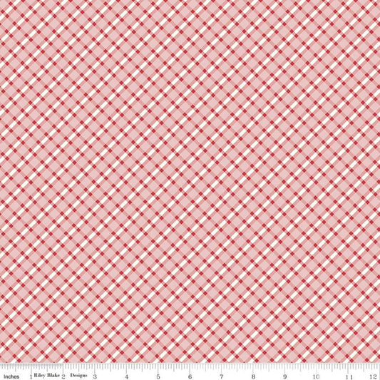 Bee Plaids Cobbler C12032 Frosting - Riley Blake Designs - Diagonal Plaid - Lori Holt - Quilting Cotton Fabric