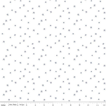 SALE Bee Plaids Farmhouse Star C12039 Denim - Riley Blake Designs - Hand-Drawn Stars on White - Lori Holt - Quilting Cotton Fabric