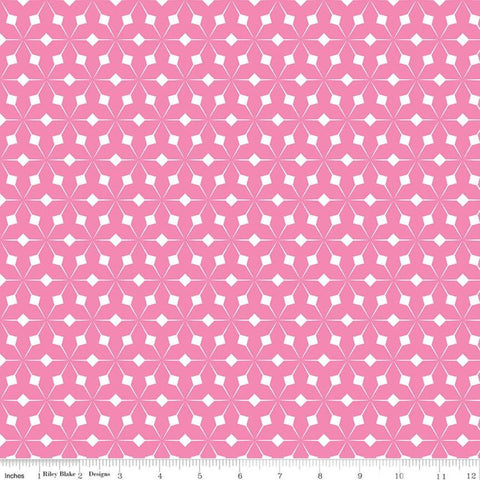 CLEARANCE Colour Wall Geo C11590 Pink - Riley Blake Designs - Geometric Triangles Triangular Grid Color Wall - Quilting Cotton Fabric