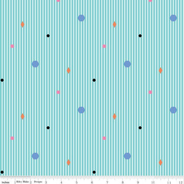 DEAL Colour Wall Stripe C11591 Aqua - Riley Blake Designs - Geometric Shapes Blue White Stripes Striped Color Wall - Quilting Cotton Fabric