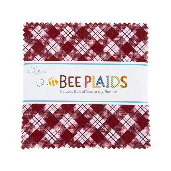 Bee Plaids Charm Pack 5" Stacker Bundle - Riley Blake Designs - 42 piece Precut Pre cut - Lori Holt - Quilting Cotton Fabric