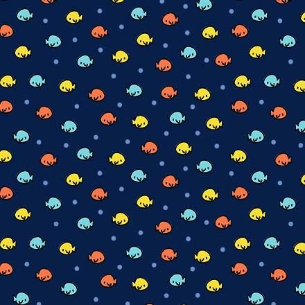 SALE Nautilus Fish in the Sea CX10401 Navy - Michael Miller Fabrics - Juvenile Children's Ocean Undersea Blue - Quilting Cotton Fabric