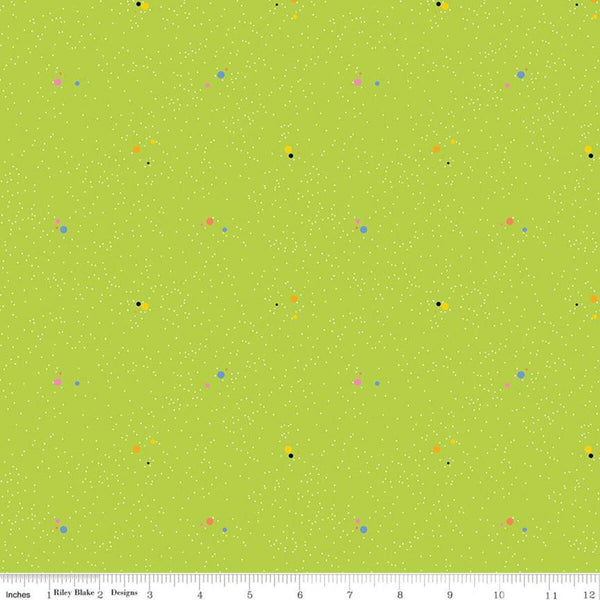 24" End of Bolt - Colour Wall Dots C11592 Lime - Riley Blake Designs - Polka Dot Dotted Color Wall Green - Quilting Cotton Fabric