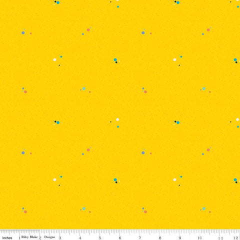CLEARANCE Colour Wall Dots C11592 Yellow - Riley Blake Designs - Polka Dot Dotted Color Wall - Quilting Cotton Fabric