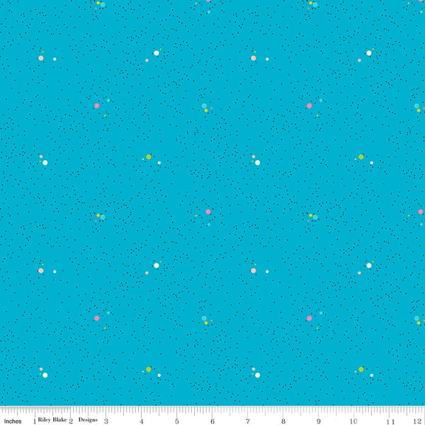 SALE Colour Wall Dots C11592 Turquoise - Riley Blake Designs - Polka Dot Dotted Color Wall Blue - Quilting Cotton Fabric