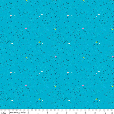 Colour Wall Dots C11592 Turquoise - Riley Blake Designs - Polka Dot Dotted Color Wall Blue - Quilting Cotton Fabric