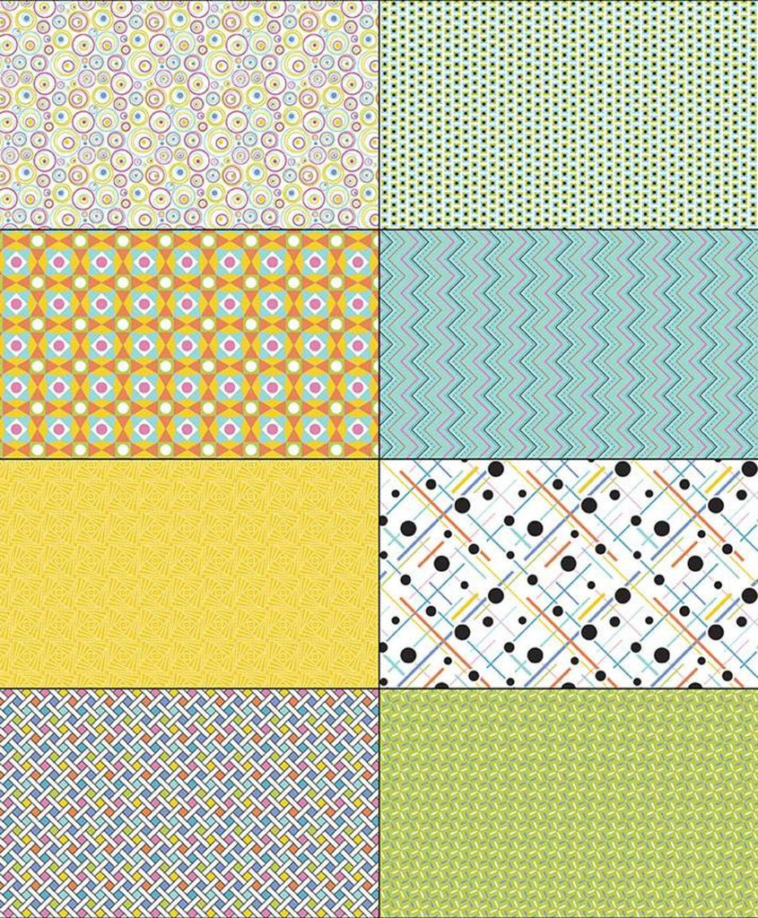 CLEARANCE Colour Wall Fat Eighth Panel FEP11593 Yellow by Riley Blake Designs - Geometric Fat Eights Eighths Color - Quilting Cotton Fabric