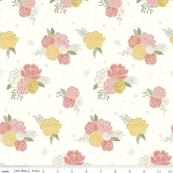 SUPER DEAL BTY! Daybreak Main C11620 Cream - Riley Blake Designs - Floral Flowers - Quilting Cotton Fabric