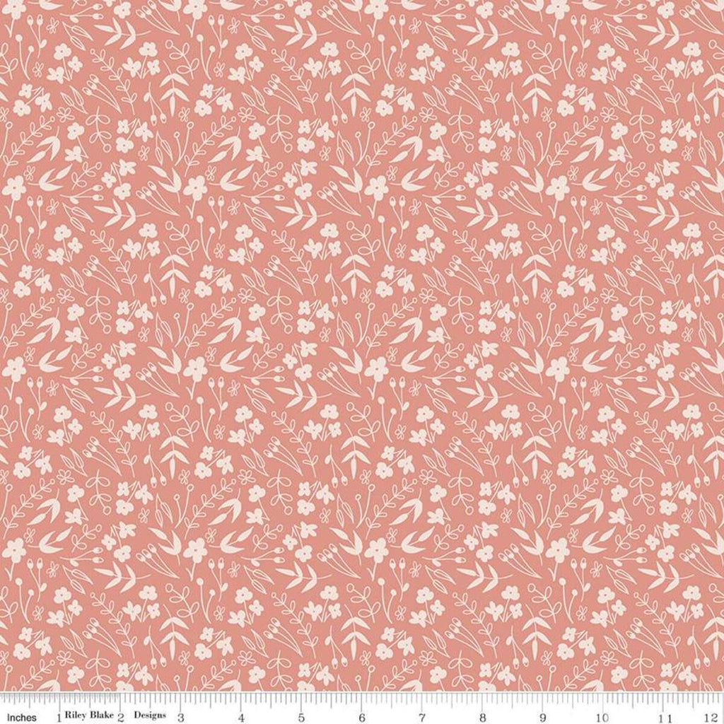 Fat Quarter End of Bolt Piece - CLEARANCE Daybreak Bouquets C11623 Coral - Riley Blake Designs - Floral Flowers - Quilting Cotton Fabric