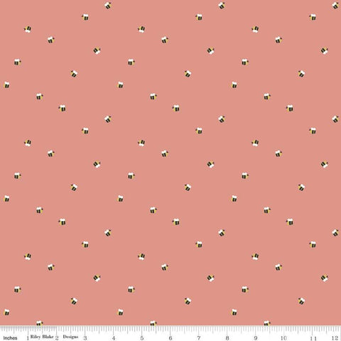 SALE Daybreak Bees C11625 Coral - Riley Blake Designs - Honeybees Bee - Quilting Cotton Fabric