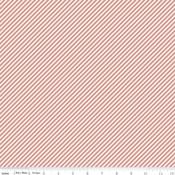 CLEARANCE Daybreak Stripes C11627 Coral - Riley Blake Designs - Diagonal Stripe Striped with Cream - Quilting Cotton Fabric
