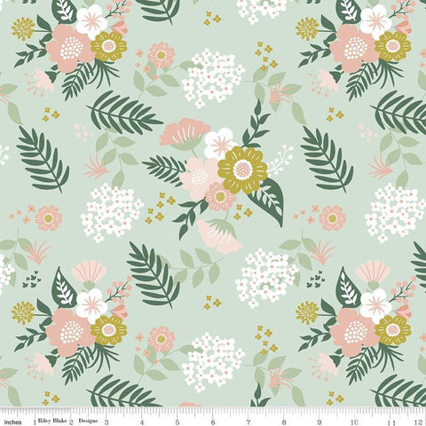 Hibiscus Main C11540 Mint - Riley Blake Designs - Floral Flowers Green - Quilting Cotton Fabric