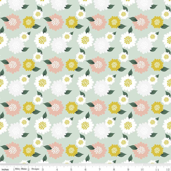 Hibiscus Flowers C11543 Mint - Riley Blake Designs - Floral Green - Quilting Cotton Fabric