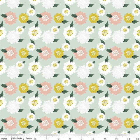 Hibiscus Flowers C11543 Mint - Riley Blake Designs - Floral Green - Quilting Cotton Fabric