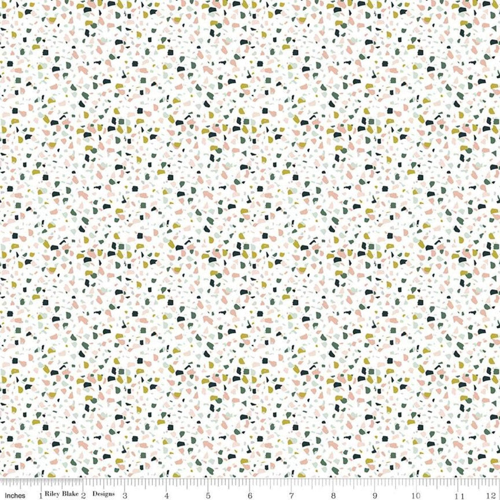 CLEARANCE Hibiscus Confetti C11545 White - Riley Blake Designs - Colored Splotches - Quilting Cotton Fabric