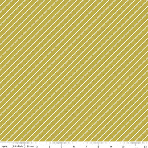 SALE Hibiscus Stripes C11546 Citron - Riley Blake Designs - Diagonal Stripe Striped with White - Quilting Cotton Fabric