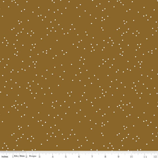 CLEARANCE Blossom C715 Cider - Riley Blake Designs - Floral Flowers White Confetti Blossoms - Quilting Cotton Fabric