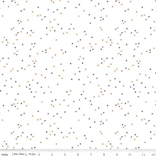 DEAL Blossom on White C730 Trick-or-Treat - Riley Blake Designs - Floral Flowers Tiny Confetti Blossoms Halloween - Quilting Cotton Fabric