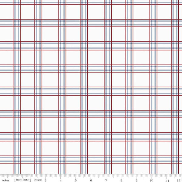 American Dream Plaid C11935 Off White - Riley Blake Designs - Patriotic Independence Day - Quilting Cotton Fabric