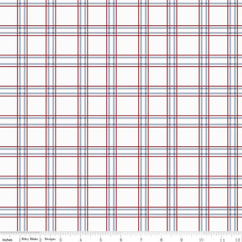 American Dream Plaid C11935 Off White - Riley Blake Designs - Patriotic Independence Day - Quilting Cotton Fabric