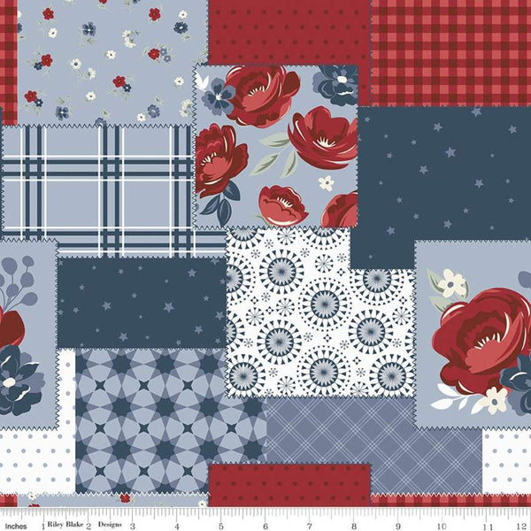 SALE American Dream Patchwork C11936 Dusk - Riley Blake Designs - Independence Day Patriotic - Quilting Cotton Fabric