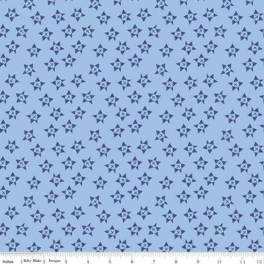 SALE Red White & Bang! Wonky Stars C11523 Blue - Riley Blake Designs - Patriotic Independence Day Star - Quilting Cotton Fabric