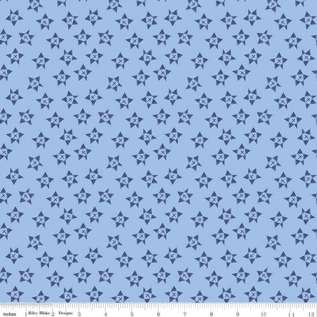 Red White and Bang! Wonky Stars C11523 Blue - Riley Blake Designs - Patriotic Independence Day Star - Quilting Cotton Fabric