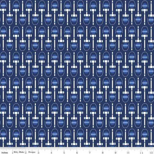 SUPER DEAL! 31" end of bolt - Red White & Bang! Croquet C11525 Navy - Riley Blake Designs - Patriotic Balls Blue  - Quilting Cotton Fabric