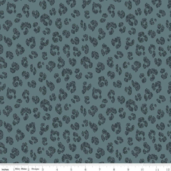 10" End of Bolt Piece - The Waterhole Animal C11844 Blue - Riley Blake Designs - Floral-Filled Animals Prints - Quilting Cotton Fabric