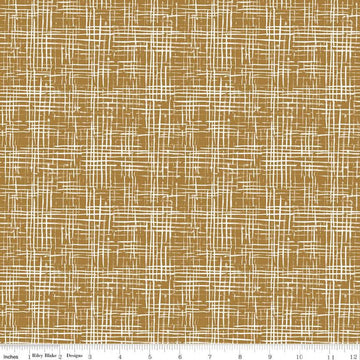SALE The Waterhole Hatching C11845 Gold - Riley Blake Designs - White Crosshatched Lines on Gold - Quilting Cotton Fabric