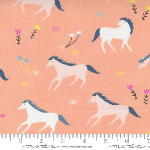 SALE Meander Horses 24580 Peach - Moda Fabrics - Animals Horse Farm - Quilting Cotton Fabric